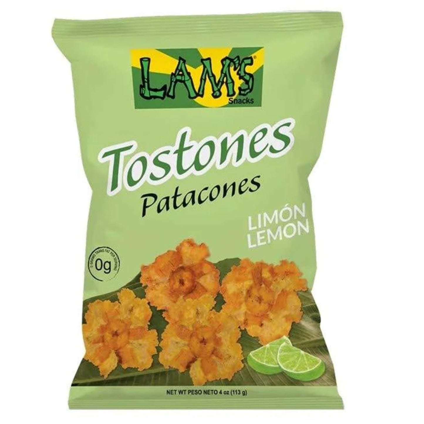 Lam's Tostones Lemon, No Trans Fat, Gluten Free, 4 oz, Smashed Plantain Chunks, Thin and Crispy (Pack of 1, Lemon)