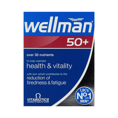 UK's Wellman 50+ Tablets | 30 Nutrients - Contributes to Reduce Tiredness & Fatigue (Pack of 1)