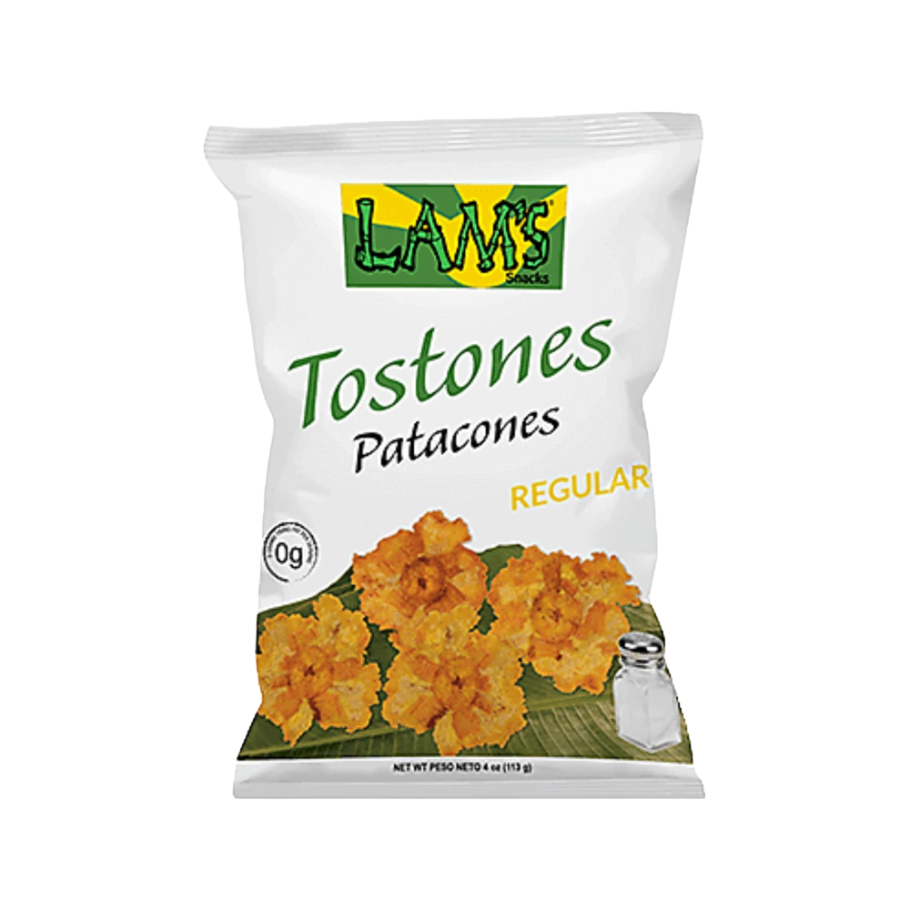 Lam's Tostones Salted, No Trans Fat, Gluten Free, 4 oz, Smashed Plantain Chunks, Thin and Crispy, Only Three Ingredients Tostones (Pack of 1, Salted)