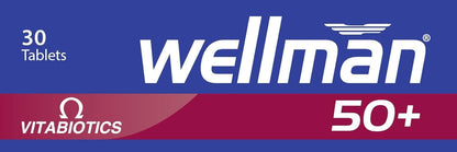 UK's Wellman 50+ Tablets | 30 Nutrients - Contributes to Reduce Tiredness & Fatigue (Pack of 1)