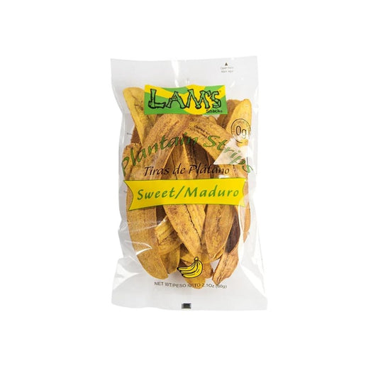 Lam's Plantain strips | Vegetable snacks | 2.1oz | 60g | Healthy snacks | Gluten Free | Banana Chips (Sweet/Maduro) | All Natural (pack 01)