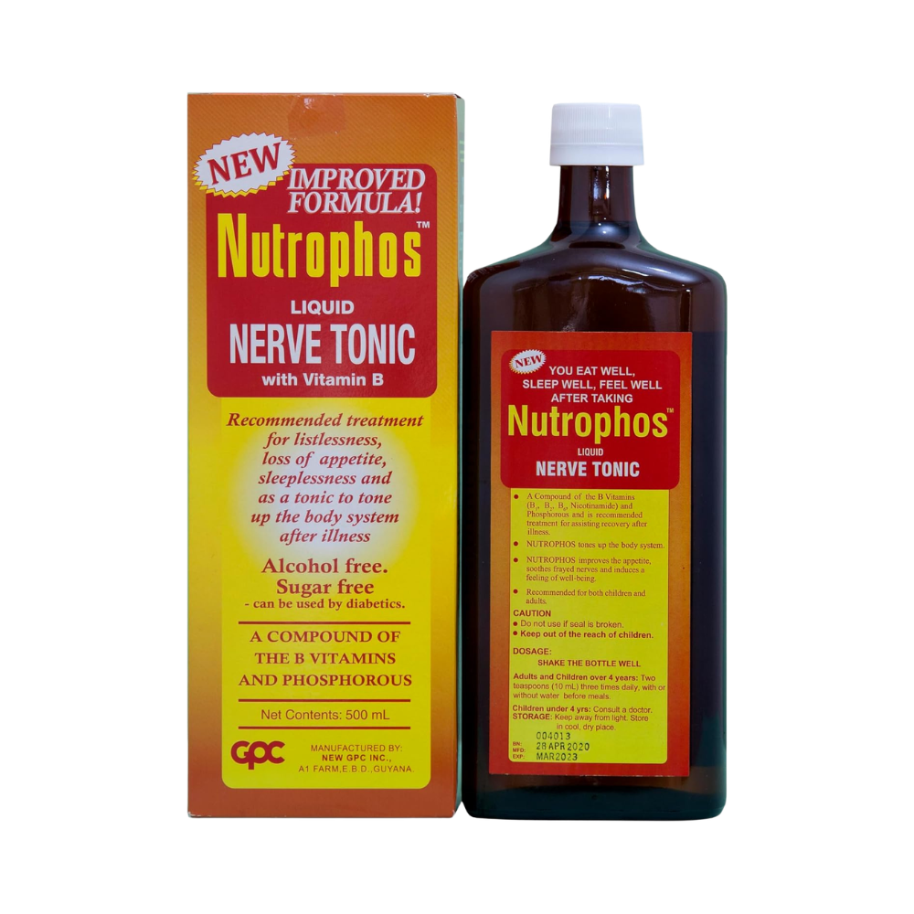 Nutrophos Liquid Nerve Tonic with Vitamin B 500ml, 16.9 Fl Oz