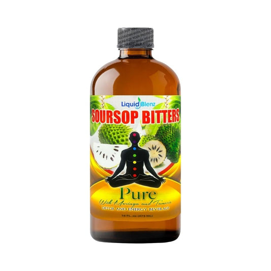 LIQUID BLENZ Pure Soursop Bitters with Moringa & Turmeric | Herbal Detox & Natural Energy Support | 16 fl oz