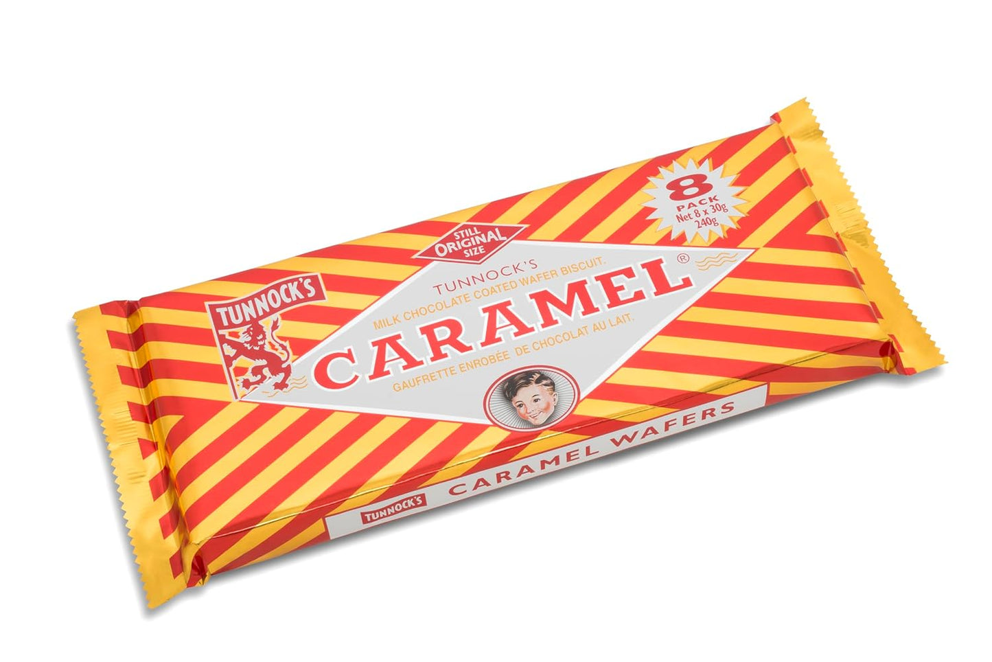 Tunnock's Milk Chocolate Caramel Wafers, 30g, 8ct (Pack of 1)