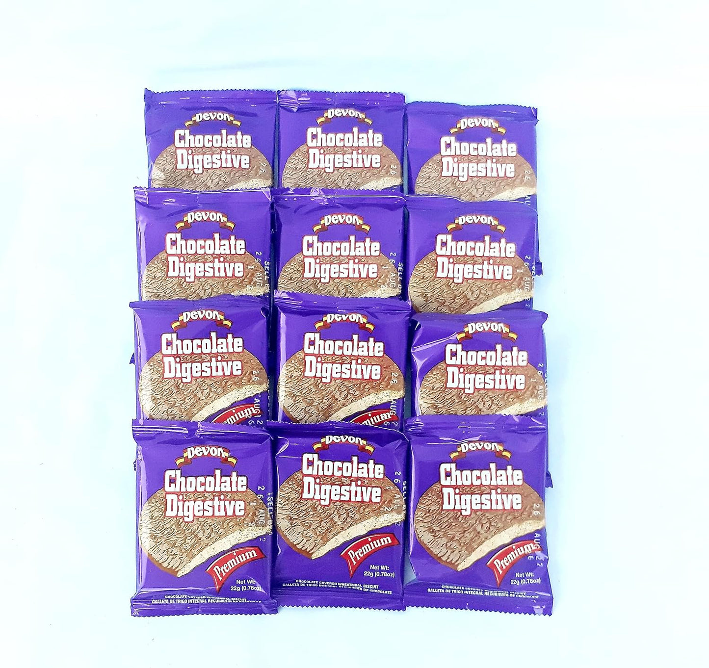 Devon Chocolate Covered Digestive Wheat Meal Biscuit (Pack of 12) 0.78oz each